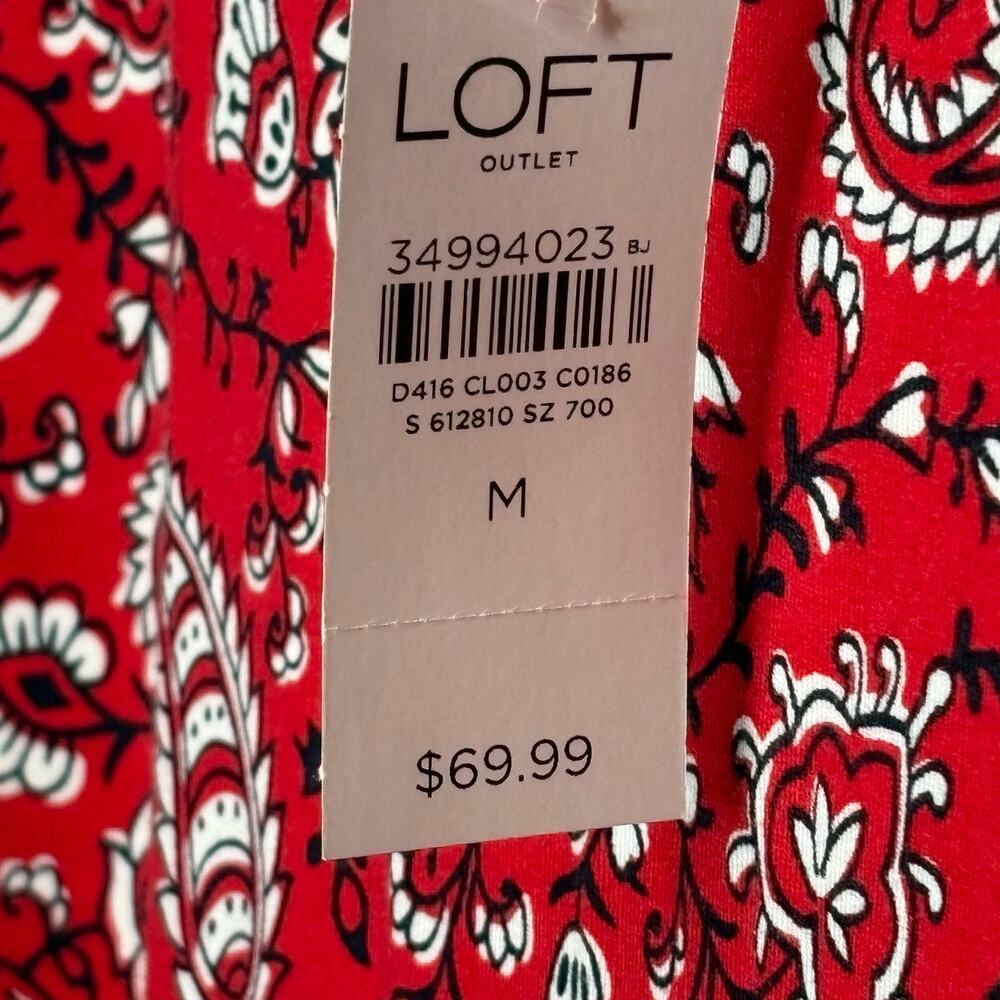 Loft Outlet Western Rodeo Red Knit Stretchy Red Paisley A Line Dress Size Medium - Picture 6 of 8